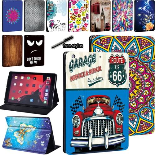 Case for Apple IPad 5/6/7/8th / Mini 1/2/3/4/5 /Ipad 2/3/4 Print Pattern Pu Leather Tablet Flip Stand Protector Cover+Stylus