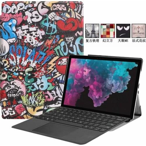 Printed PU Leather Front Stand Case For Microsoft Surface Pro 12.3 inch Pro 4 Pro 5 pro 6 Tablet cases Slim cover funda