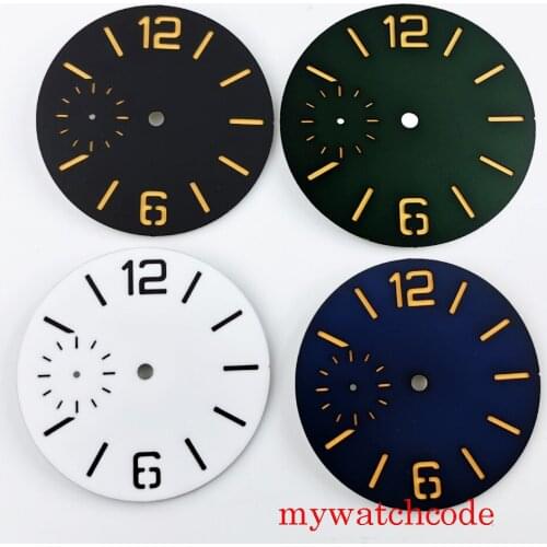 New 38.5mm sandwich sterile watch dial fit 17 jewels ETA 6497 hand winidng movement black/blue/white/green color watch parts