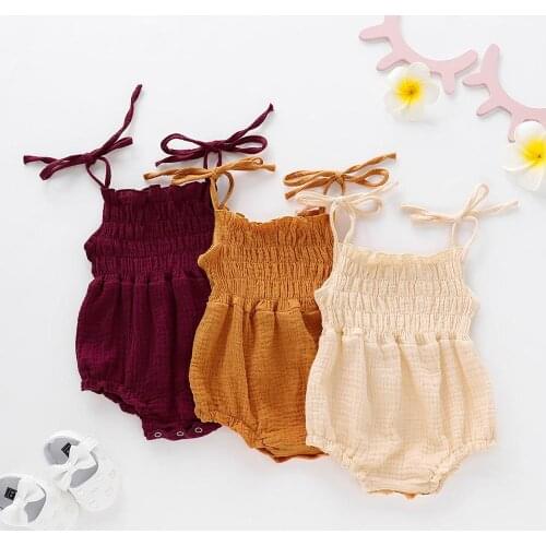 Summer Newborn Infant Baby Girls Solid Sleeveless Romper Jumpsuit Outfit Clothes Kids Baby Clothing 6 Colors