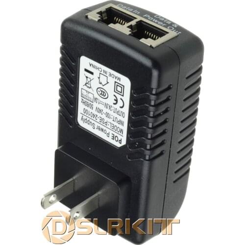 DSLRKIT 24V 1A PoE Injector Power Over Ethernet Adapter