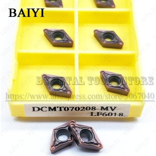 10PCS Carbide Inserts DCMT070208-MV LF6018 DCMT070208 carbide inserts Turning Tools cutter Lathe Cutting Tool For Stainless Stee