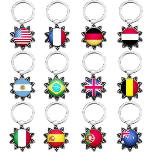 2020 explosions jewelry football flag key ring retro sunflower key ring ornaments mens and womens trinkets