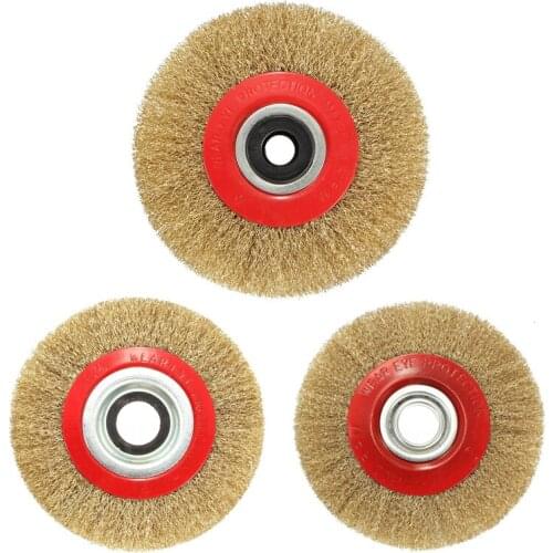 Wire Brush Wheel for Bench Grinder Polish + Reducers Adaptor Rings