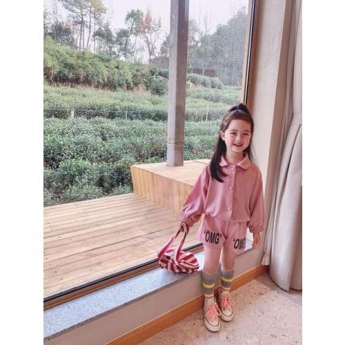 Pink Spring Summer Childrens Clothes Set Baby Girls Sweatshirts + Shorts 2pcs/Set Kids Costume Teenage Girl Clothing High Quali