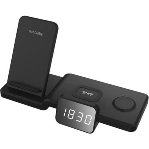 Hot 3 in 1 Wireless Charger 10W for iPhone 12/Earphone/Watch Multi-Function Wireless Fast Charging with Clock Display