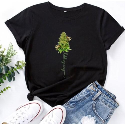 Cute Bee Shirt Funny T Shirt Women O-neck Short Sleeve Tshirt Women Black Casual Tee Shirt Femme Tshirts Cotton Women