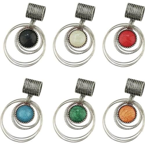 Fashion Pendants Women Scarf and Necklace Pendant Jewelry Findings Chaims Iron coil Silver Alloy With Colorful Round Resin Penda