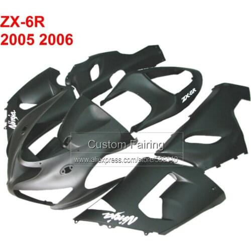 Fashion Motorcycle fairings for Kawasaki zx6r zx 6r Ninja 05 06 2005 2006 matte black fairing kit RG75