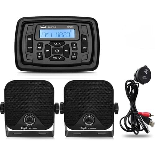 Marine Radio Bluetooth Stereo Audio MP3 Player Sound System+4" Marine Waterproof Speaker+Boat USB Cable For RV UTV SPA Golf Cart