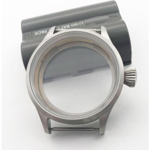 43mm Mens Watch Case Silver Russ Matte 316Stainless Steel Fit Eta 6497/6498 ST3600/3620 Hand Winding Movement Sapphire glass