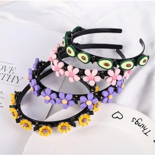 New Girls Cute Cartoon Flower broken Hairstyle Braided Hairbands Kid Sweet Hair Clips Headband Headwear Fashion Hair Accessories