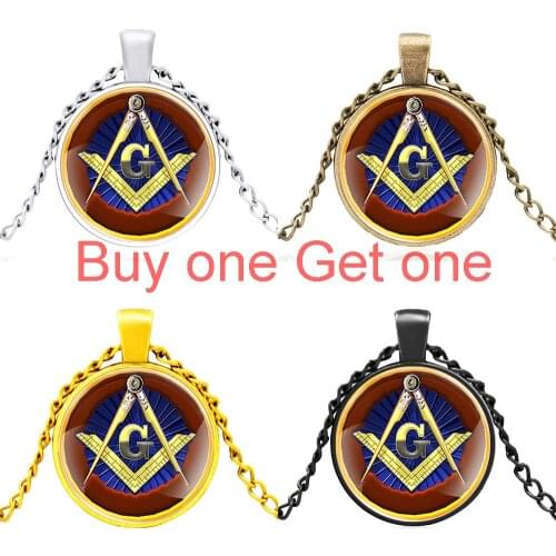 New Arrival Freemason Design Glass Dome Black Men Women Necklace Pendant Jewelry Accessories Gift
