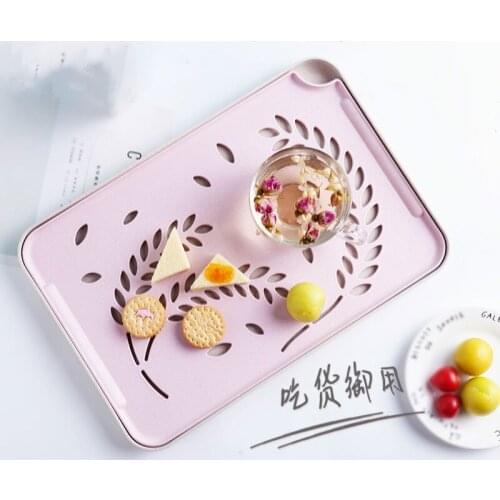 Tea tray cup tray Household thick plastic double drain tray living room rectangular fruit tea tray ZP8051521