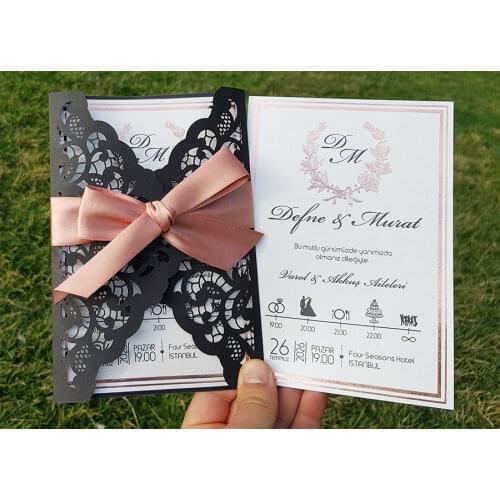 50 piece laser cut wedding invitation (ribbon gift)
