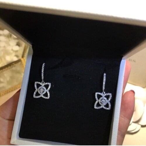 Rand Pure 925 Sterling Silver Jewelry For Women Lotus Flower Earrings Flower Earrings Design Wedding Party Earrings