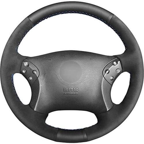 Hand Sew Black Suede Car Steering Wheel Cover for Mercedes Benz W203 C-Class 2001 2002 2003 2004 2005 20062007