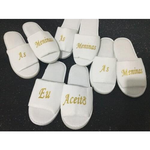 Customize language Portugue wedding bridesmaid bride spa slippers Matron of honor Flower Girl night party favors gifts