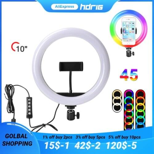 HDRiG 10 Inch RGB LED Ring Light For Live Studio Advertising Photography