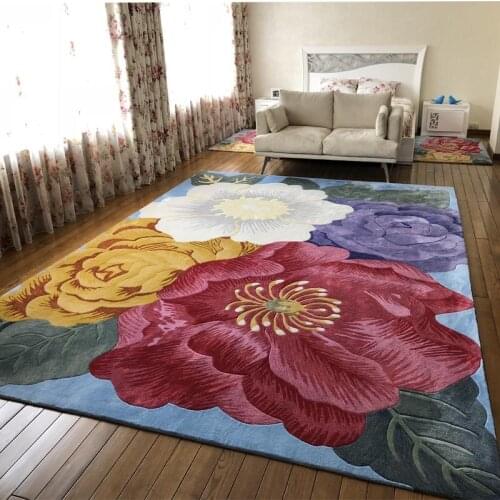 Famous brand Floral High quanlity Modern Antiskid Carpets For Parlor Living Room Bedside European Modern 100% wool Carpets