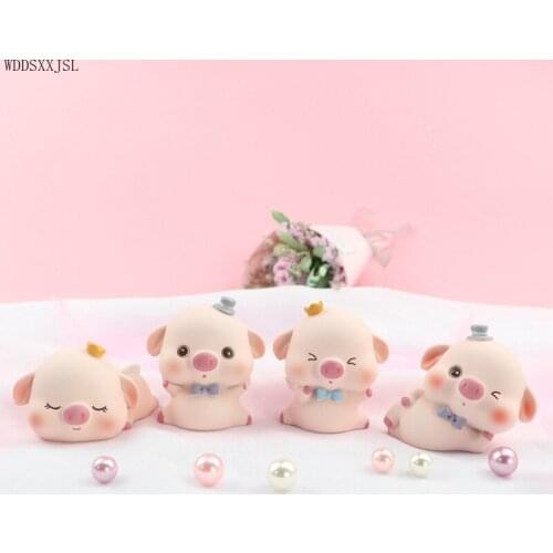 WDDSXXJSL creative cartoon cute pig sculpture ornaments in-car decoration resin crafts home living room girl heart ornaments