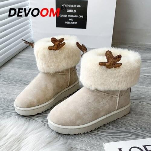 2020 Ankle Boots Women Fashion White Snow Furry Boots Warm Pulsh Platform Femmes Bottes Winter Slip on Shoes for Girls Women 40