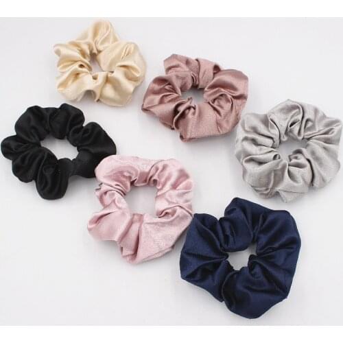 6pcs Women Fashion Shining Satin Hair Scrunchies Solid Hair Ties Elastic Hair Bands Comfy Rubber Bands For Holding The Hair Bun