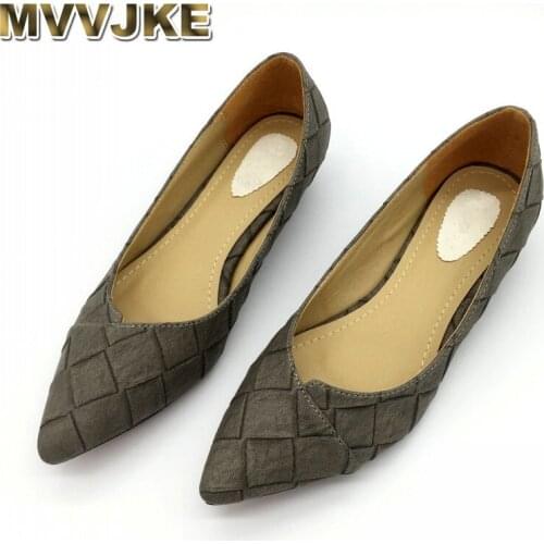 MVVJKE Vintage Style Womens Pointed Toe Pumps Spring Autumn PU Shallow Slip On Women Low Heel Pumps Office Lady Casual Single S
