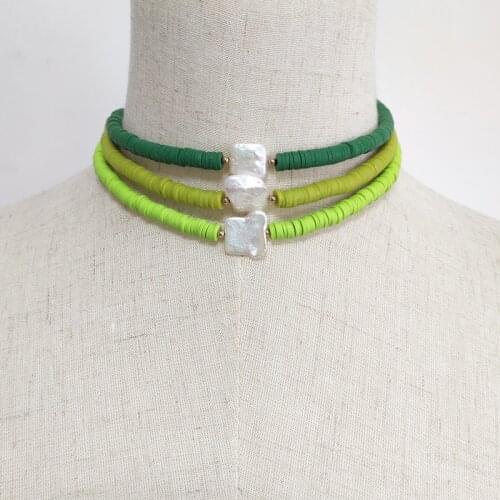 Women bohemian Shaped pearls silicone necklace handmade various color styles 2020 fashion charm neck choker Wholesale retail