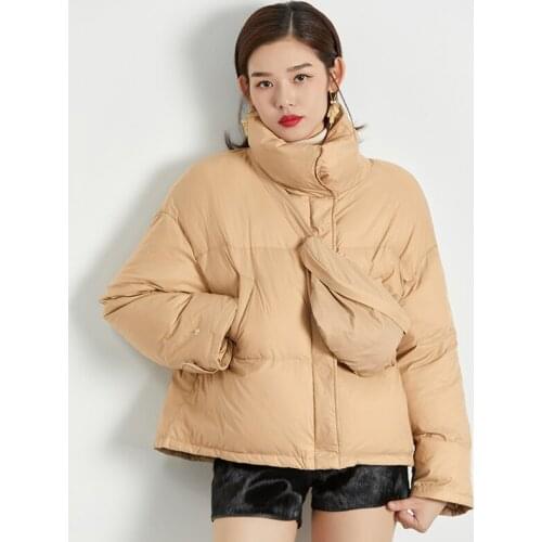 2021 New Fashion Korean Winter Women White Duck Down Coats Female Stand Collar Parkas Short Puffer Jackets Overcoat Lady Outwear