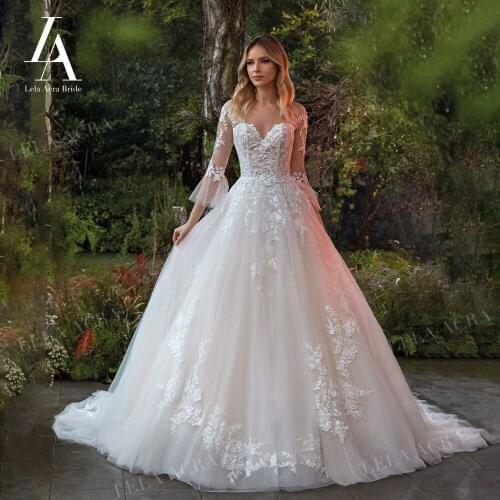 LelaAcra Sweetheart Wedding Dress 2022 Flowers Backless A-Line Plus Size Court Train Princess Bride Gowns NE35 Vestido de Noiva