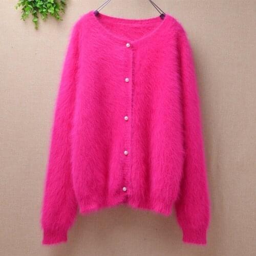 Winter Long Sleeve Knitted buttoms Cardigan fashion Women mink cashmere Sweater Outwear Coat Ladies Sweater jackets female cloth