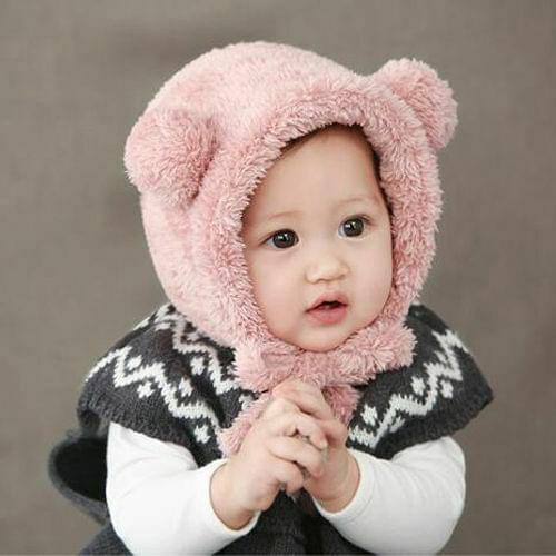 Newborn Baby Girl Boy Winter Warm Hat Toddler Beanie Hats Lovely Bear Ear Plush Cap 2019 New Arrival Popular Caps 6-36M