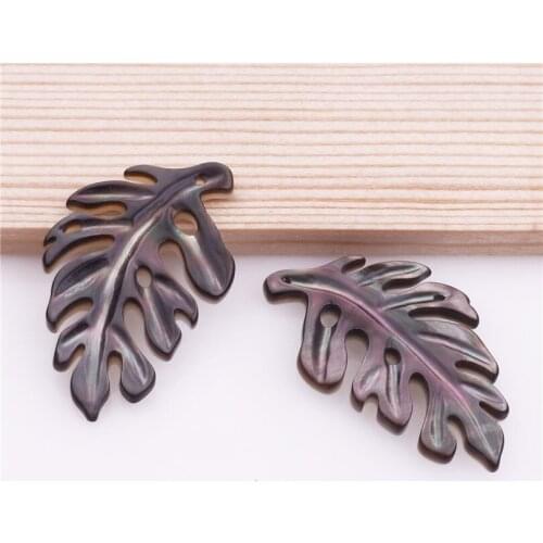 1pcs Printed coffee Leaves plant Shell with hole size 1MM Pendant for earring Jewelry Accessory DIY Jewelry Making 32*20*2mm