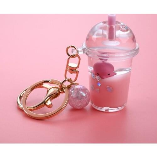 1Pc Creative Softdrink Key Chain Quicksand Keychain Liquid Floating Bottle Fruit Keyring Backpack Pendant Keyfob for Women