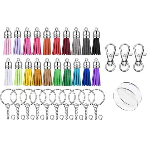100pcs / Set Leather Tassels Pendants Acrylic Loose Keychain