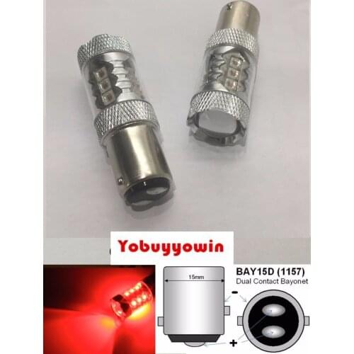 2Pcs/lot 80w RED CANBUS ERROR FREE CREE Chip 1157 1016, 1034, 1157, 1157A, 1178A,BAY15D 380 STOP & TAIL BRAKE CAR LIGHT BULBS