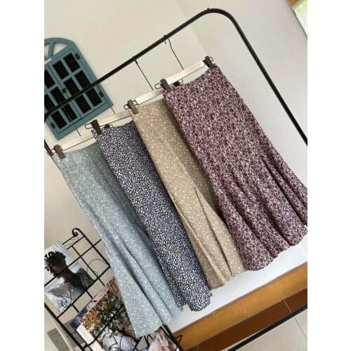 2021 Spring And Summer Women Floral Print Mermaid Skirt Features Back With Elastic Detail