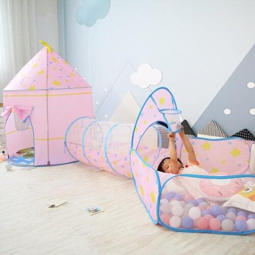 3 in 1 Children Tent House Toy Ball Pool Portable Children Tipi Tents Crawling Tunnel Pool Ball Pit House Kids Removable Tent