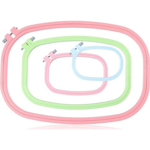 4 Pieces Plastic Embroidery Hoops Square Cross Stitch Hoops Embroidery Set For DIY Art Craft Handy Sewing
