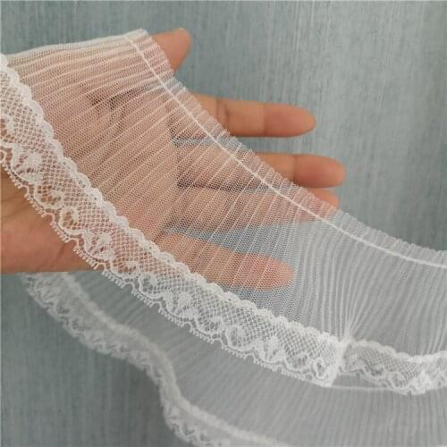 1 Meter White Ruffled Mesh Lace Trim 7cm Wide Soft Tulle Lace For Neckline Collar, Costume Design, Home Decor