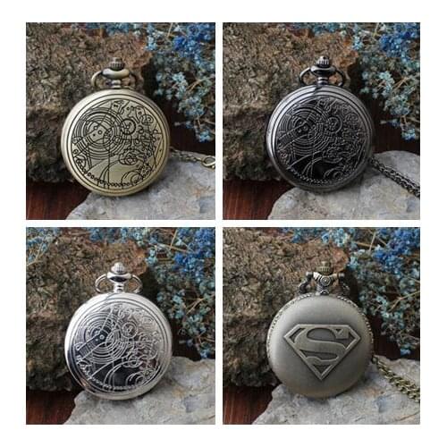 Free Shipping Bronze Black Silver Doctor Who Style Fashion Quartz Pocket Watch Best Gift KHG63
