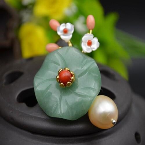 Handmade high quality natural stone Plum pendant brooch