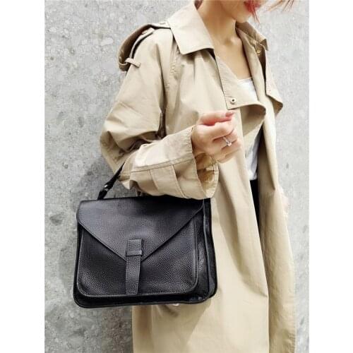 Woman Handbags Genuine Leather Women Messenger Bags Vintage Work Bag High Quality Solid Shoulder Crossbody Bag Female Satchels