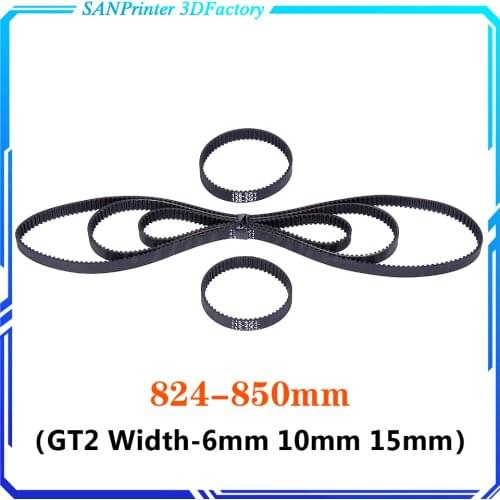 3D Printer Parts GT2 Closed Loop Timing Belt Rubber 2GT 6mm824 826 828 830 832 834 836 838 840 842 844 846 848 850mm Synchronous