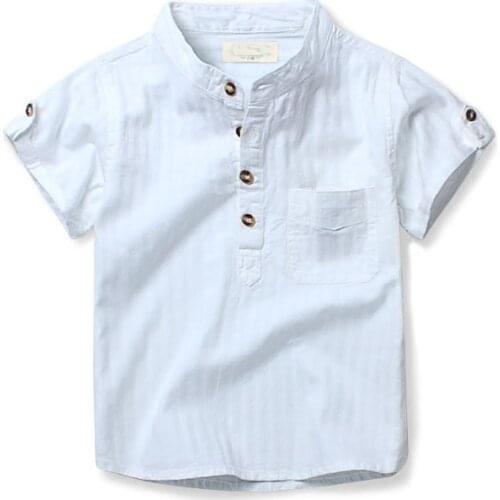 Childrens short sleeve shirt boys white shirt, childrens wear the new summer 2017 cuhk TongBaoBao cotton collar jacket