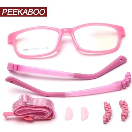 Peekaboo girl child glasses optical tr90 frame anti-slip clear lens kids square eyeglasses frames gifts for boys blue pink