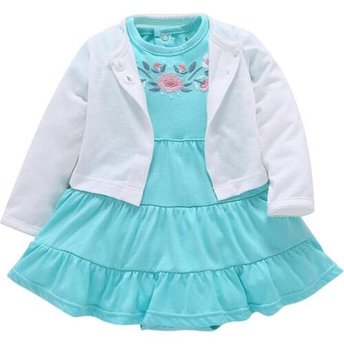 Baby children kids 2-Piece Traveler Baby soft Bodysuit Dress&Cardigan,Long Sleeves Shirt Tops Short Sleeve Flower Dresses