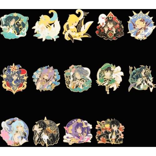 Game Genshin Impact Anime Pin Brooch Cosplay Genshin Badges Tartaglia Peripheral Cartoon Character Costume Backpack Decoration
