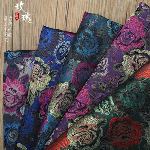 HLQON brocade yacquard flower fabric for patchwork felt tissue telas dress bed sheet children cloth sofa 50x90cm
